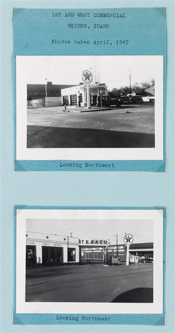 (GAS STATIONS--TEXACO) A contemporary and an accomplished typological study with 79 photographs depicting Texaco gas stations throughou